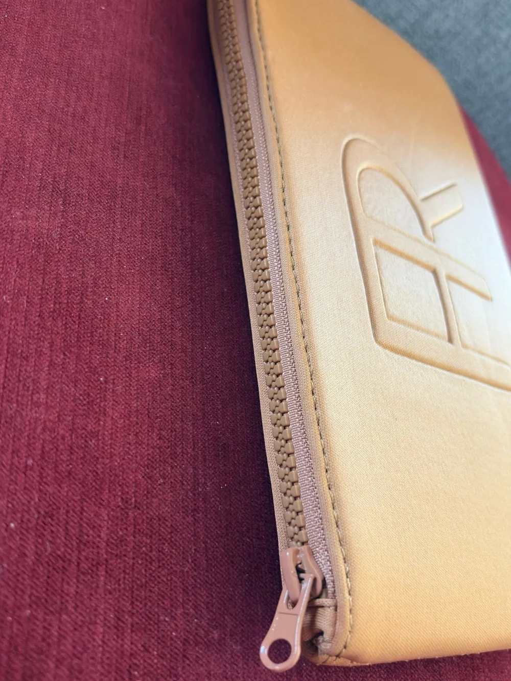 New Chic Tan Faux Leather Makeup Pouch / Cosmetic Bag-10”x5”